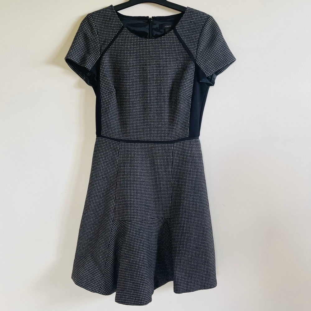 JCrew gray and black checkered flutter dress